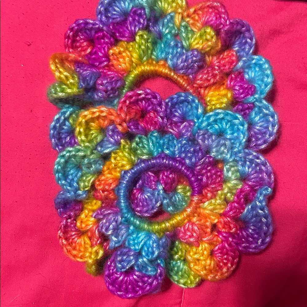 Multicolor Crochet Flower Hair Scrunchie